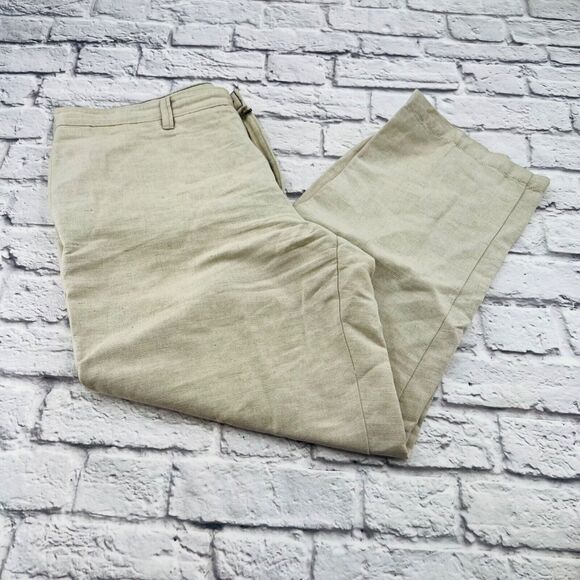 St. Johns Bay Men's Linen-Cotton Blend Straight Pants 40W x 30L Beige High Rise - Picture 1 of 14